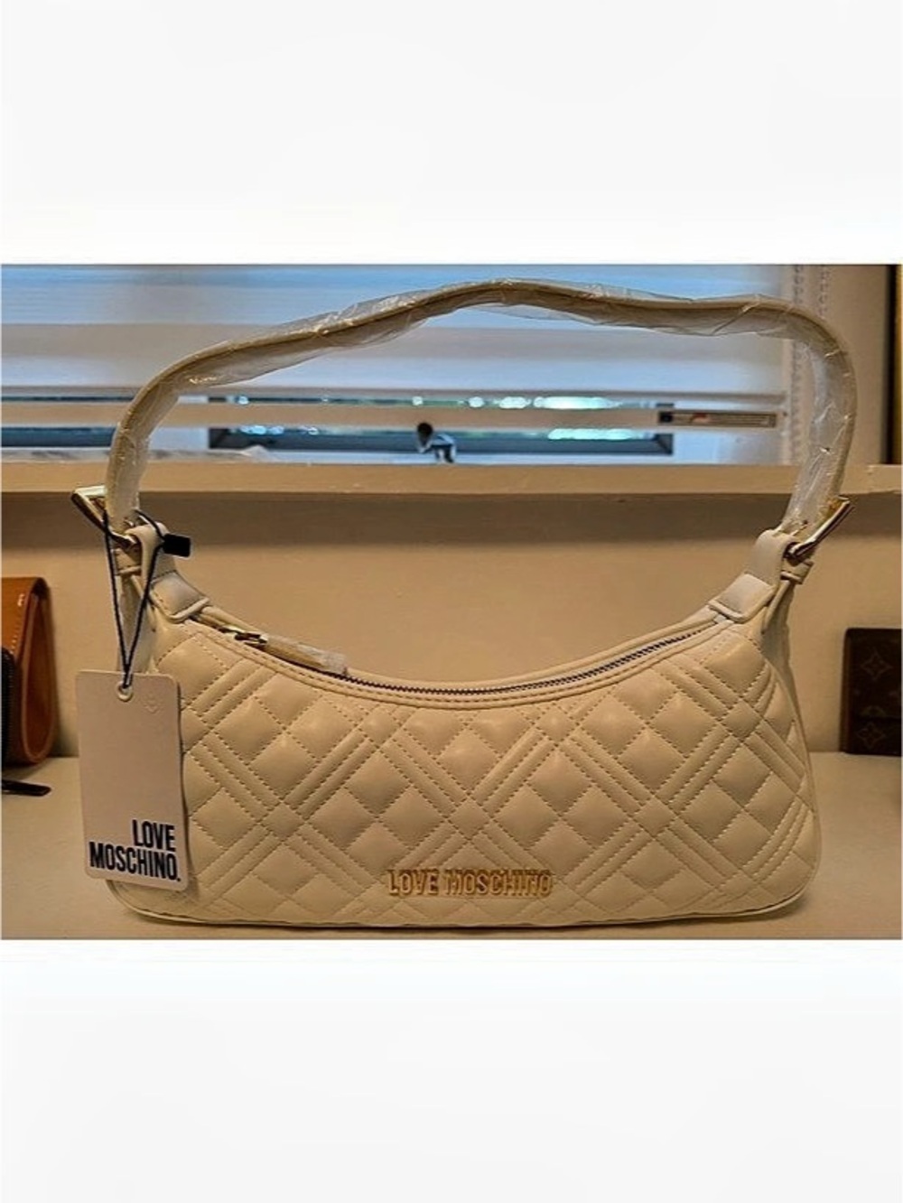 Love Moschino Borsa Quilted PU Bianco Shoulder Bag in White NWT